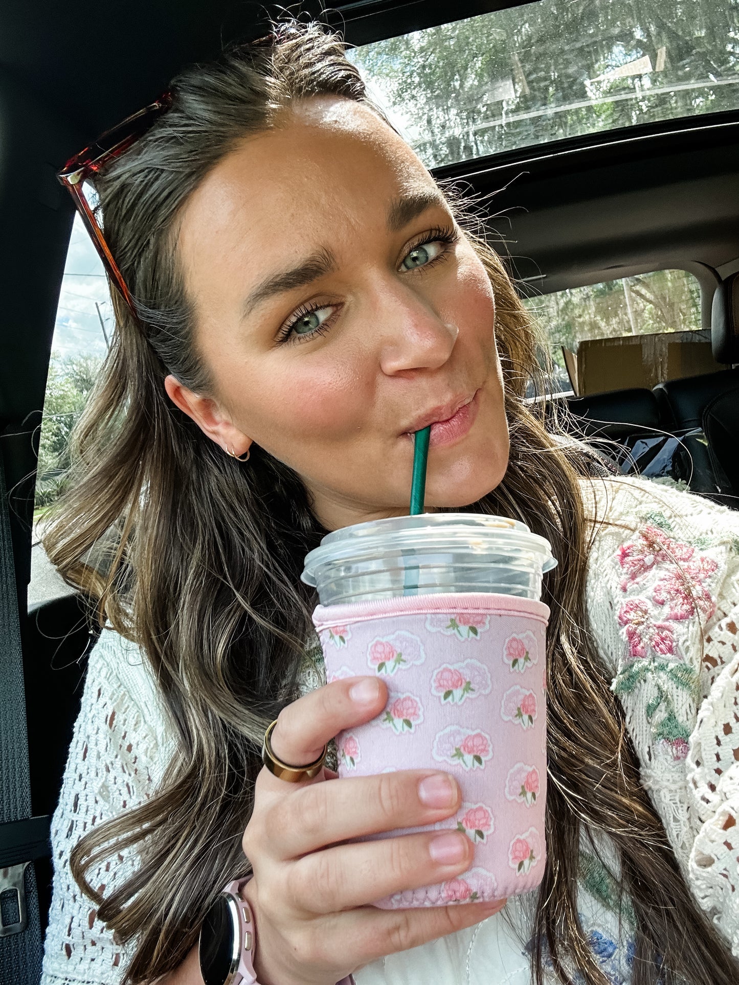 Pink Peony Coffee Coozie