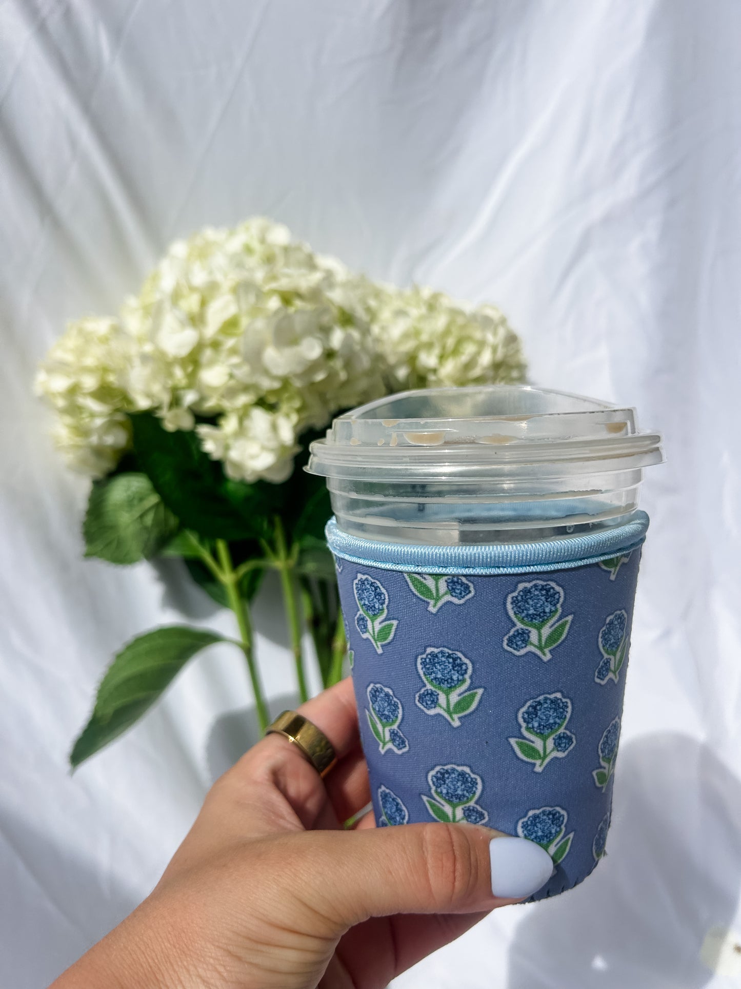 Blue Hydrangea Coffee Coozie