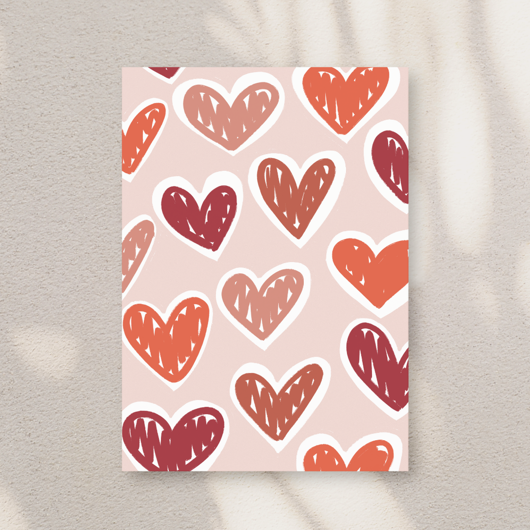 Pink Hearts Art Print