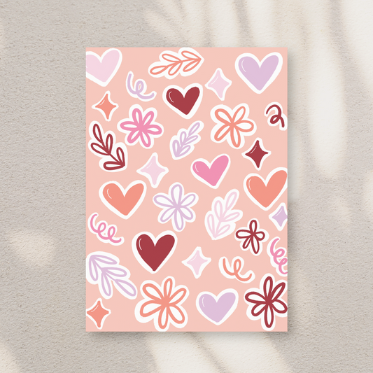 Flower & Hearts Art Print