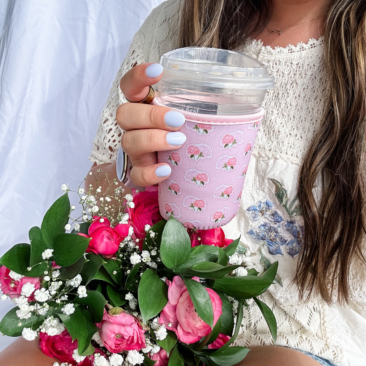 Pink Peony Coffee Coozie