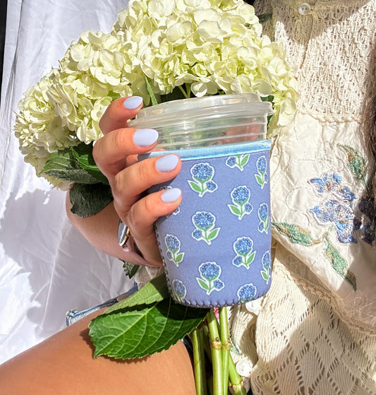 Blue Hydrangea Coffee Coozie